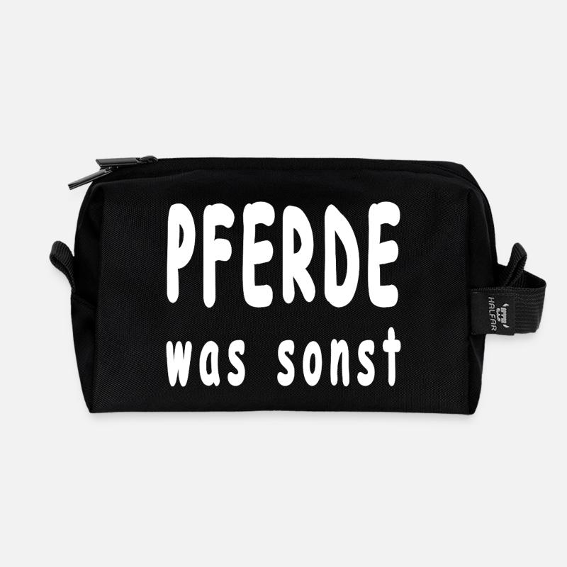 Pferde - Recycelte Kulturtasche - Schwarz