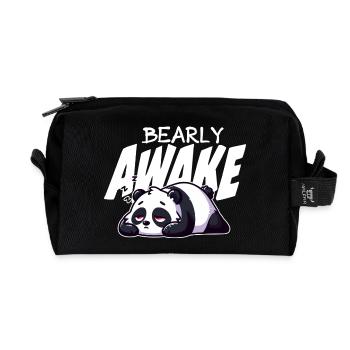 Früh erwachen Panda Illustration - Recycelte Kulturtasche - Schwarz - Vorne