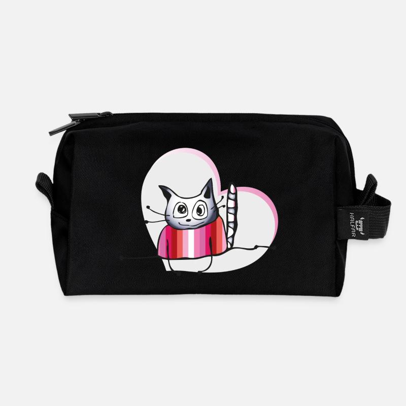Chat lesbien - Trousse de toilette en tissu recyclé - noir
