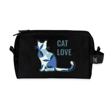 Katzenliebe - Cat Love - Recycled Toiletry Zip Bag - black - Front