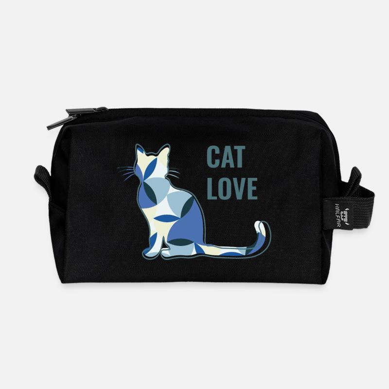 Katzenliebe - Cat Love - Recycelte Kulturtasche - Schwarz