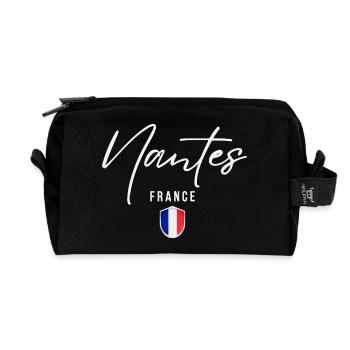 Nantes France, design élégant Nantes - Trousse de toilette en tissu recyclé - noir - Devant