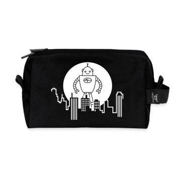 City Silhouette Robot : IA rencontre le design urbain - Trousse de toilette en tissu recyclé - noir - Devant