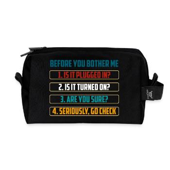 Before You Bother Me Tech Checks - Recycled Toiletry Zip Bag - black - Front