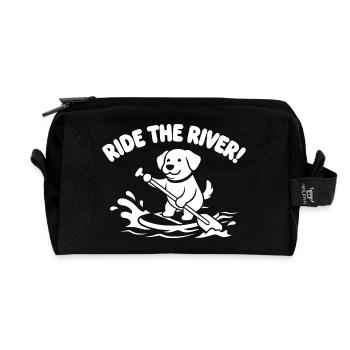 Paddelhund am Fluss - Recycelte Kulturtasche - Schwarz - Vorne