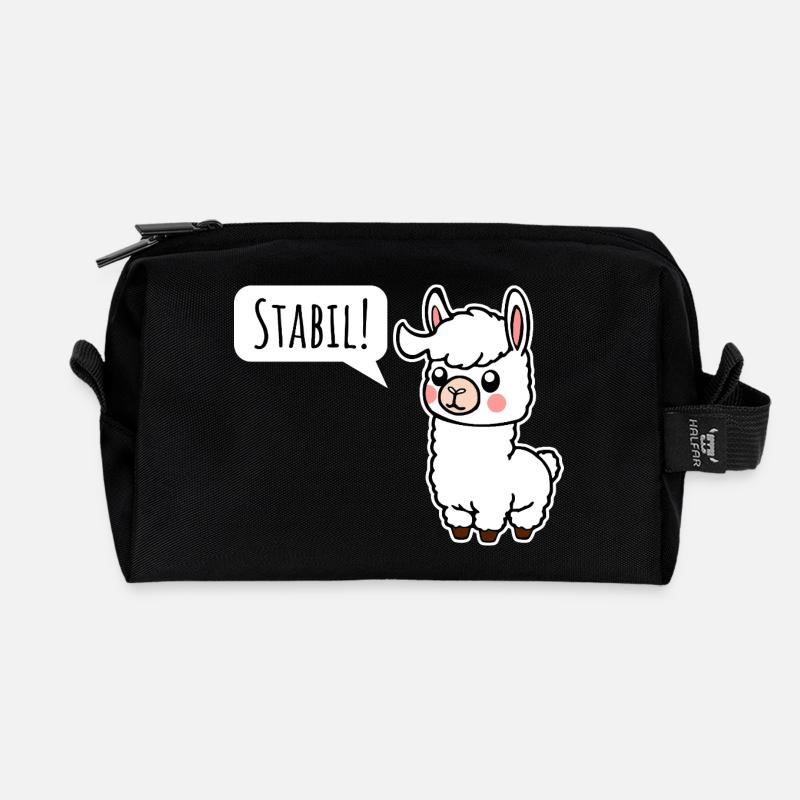 Bleibt Stabil! So wie das kleine Lama - Recycelte Kulturtasche - Schwarz