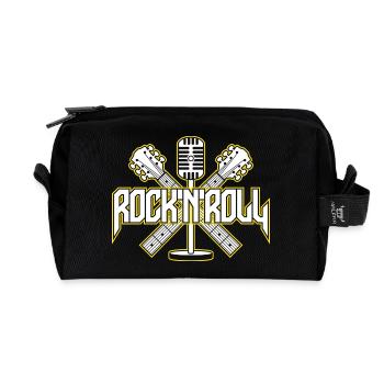 RocknRoll Crest with Guitars and Mic - Recycled Toiletry Zip Bag - black - Front