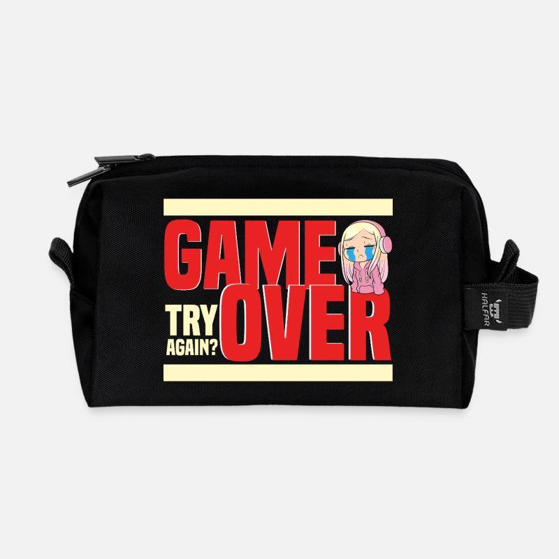 Game Over Retro Humor Noch Mal? - Recycelte Kulturtasche - Schwarz