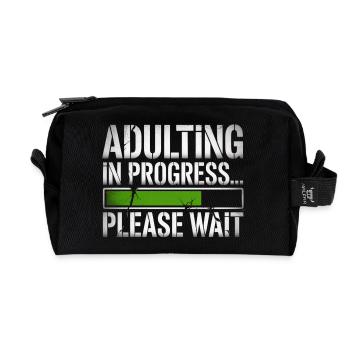Growing Up Mode On Adult Birthday - Recycled Toiletry Zip Bag - black - Front