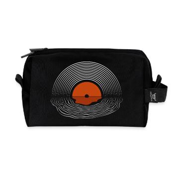 Abstract Sunset Line Art Design - Recycled Toiletry Zip Bag - black - Front
