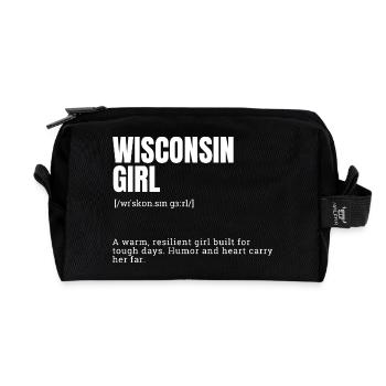 Wisconsin Girl Typo Motiv - Recycelte Kulturtasche - Schwarz - Vorne