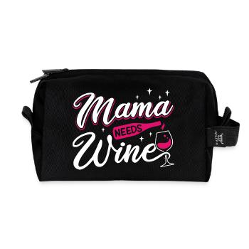 Mama Needs Wine Funny Motherhood Quote Art - Recycelte Kulturtasche - Schwarz - Vorne
