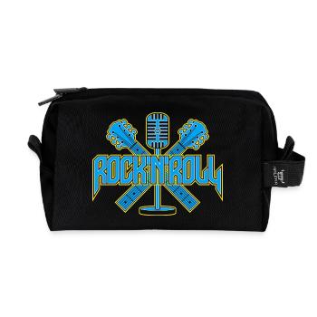 Rock 'N' Roll Retro Mic with Guitars - Recycled Toiletry Zip Bag - black - Front