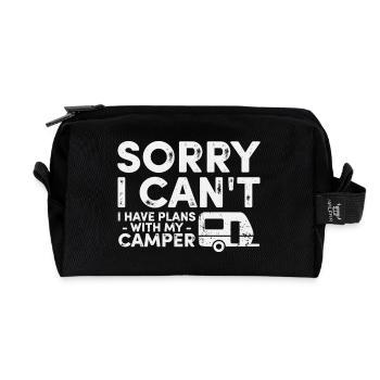 Camper Trailer RV Camping Vacation Camp - Recycled Toiletry Zip Bag - black - Front
