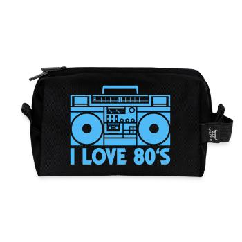 80er Boombox Statement - Recycelte Kulturtasche - Schwarz - Vorne