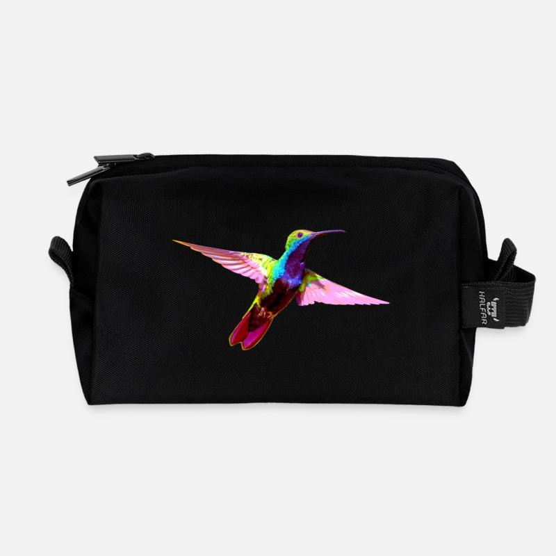 Bunter Kolibri - Recycelte Kulturtasche - Schwarz