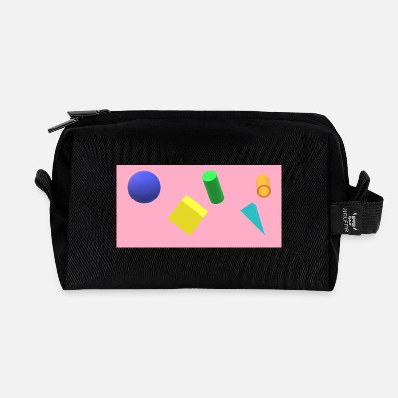 Lebendige geometrische Formen auf pastellfarbenem Hintergrund - Recycelte Kulturtasche - Schwarz