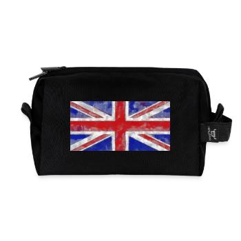 Union Jack English Flag Great Britain - Recycled Toiletry Zip Bag - black - Front