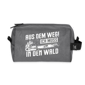 Aus dem Weg ich muss in den Wald Holzfäller Spruch - Recycelte Kulturtasche - Anthrazit - Vorne