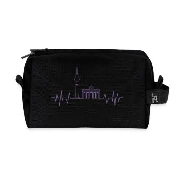 Berlin Heartbeat Design TV Tower and - Recycled Toiletry Zip Bag - black - Front