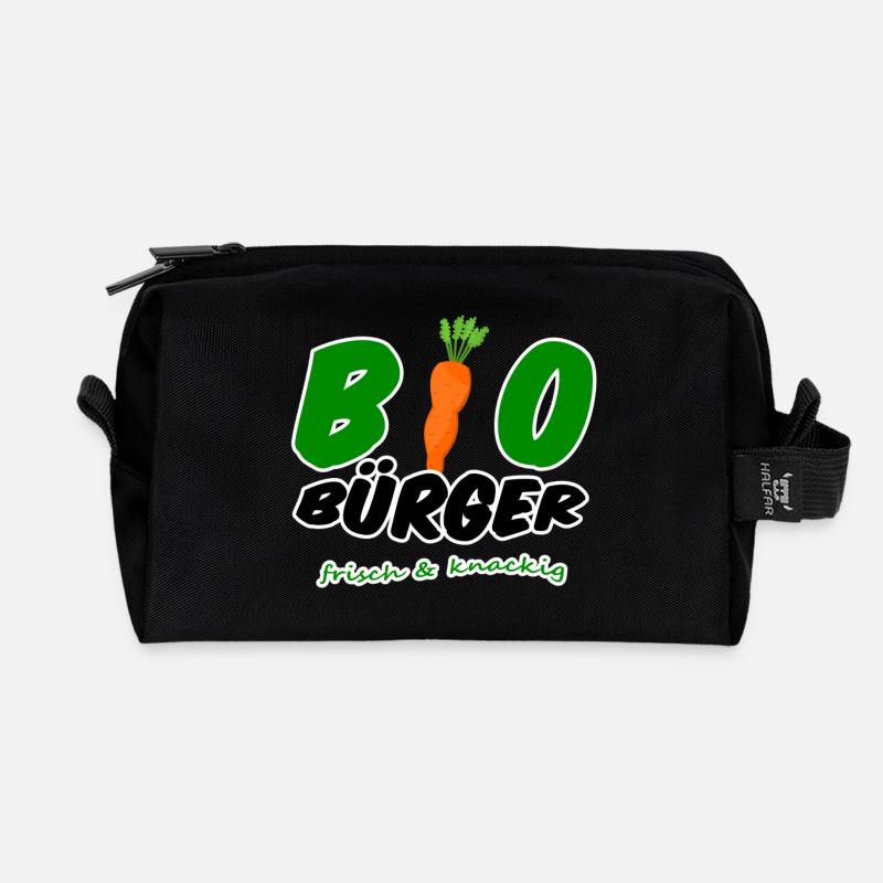 Bio Bürger vegan vegetarisch Spruch Geschenk - Recycelte Kulturtasche - Schwarz