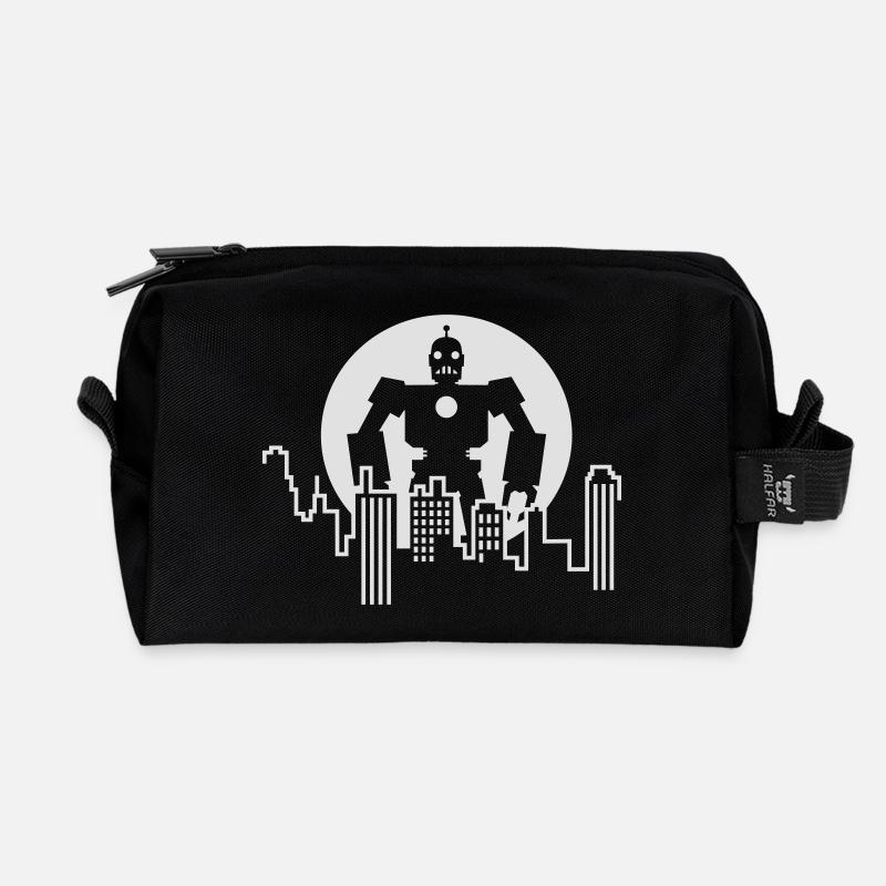 Robot Skyline – Sci-Fi Android Silhouette Shirt - Recycelte Kulturtasche - Schwarz