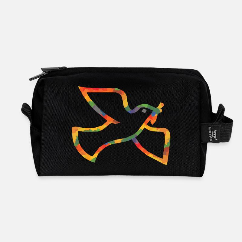 Farbige Friedenstaube - Recycelte Kulturtasche - Schwarz