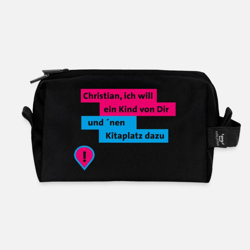 Christian blau pink - Recycelte Kulturtasche - Schwarz