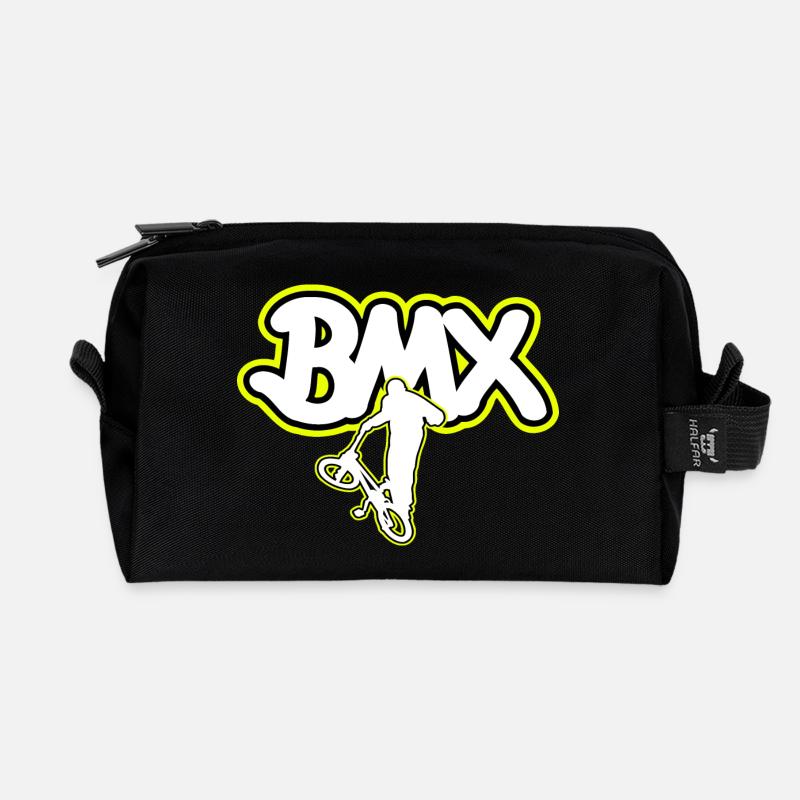 BMX Logo gelb - Recycelte Kulturtasche - Schwarz
