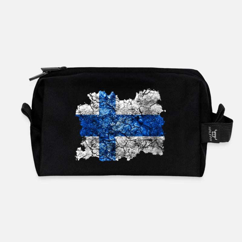 Finnland Vintage Flagge - Recycelte Kulturtasche - Schwarz