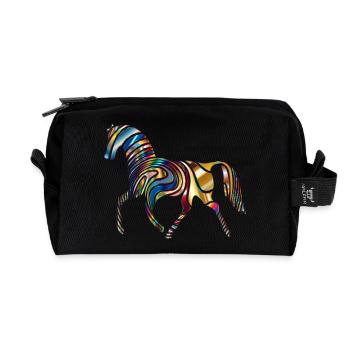 Pferd - bunt durch die Welt - Recycelte Kulturtasche - Schwarz - Vorne