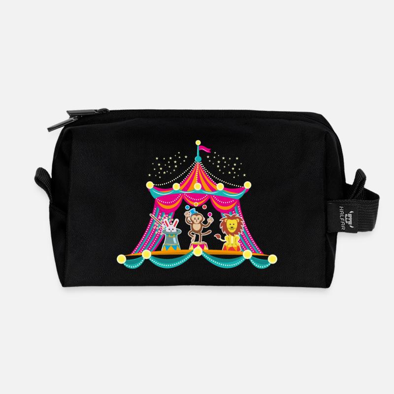 Zirkus - Affenzirkus - Zirkustiere Hase Löwe - Recycelte Kulturtasche - Schwarz