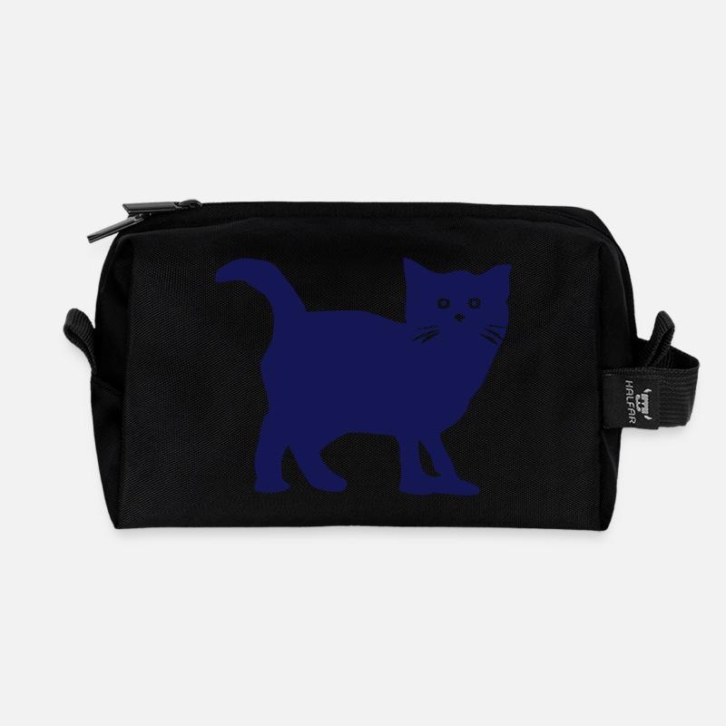 Katze - Recycelte Kulturtasche - Schwarz