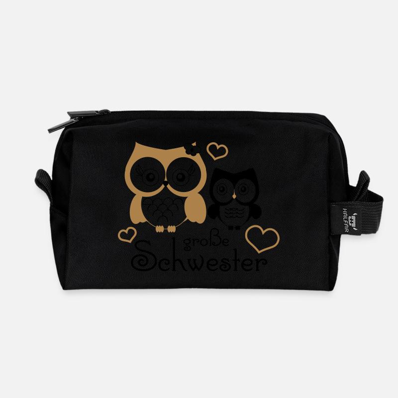 große Schwester - Recycelte Kulturtasche - Schwarz