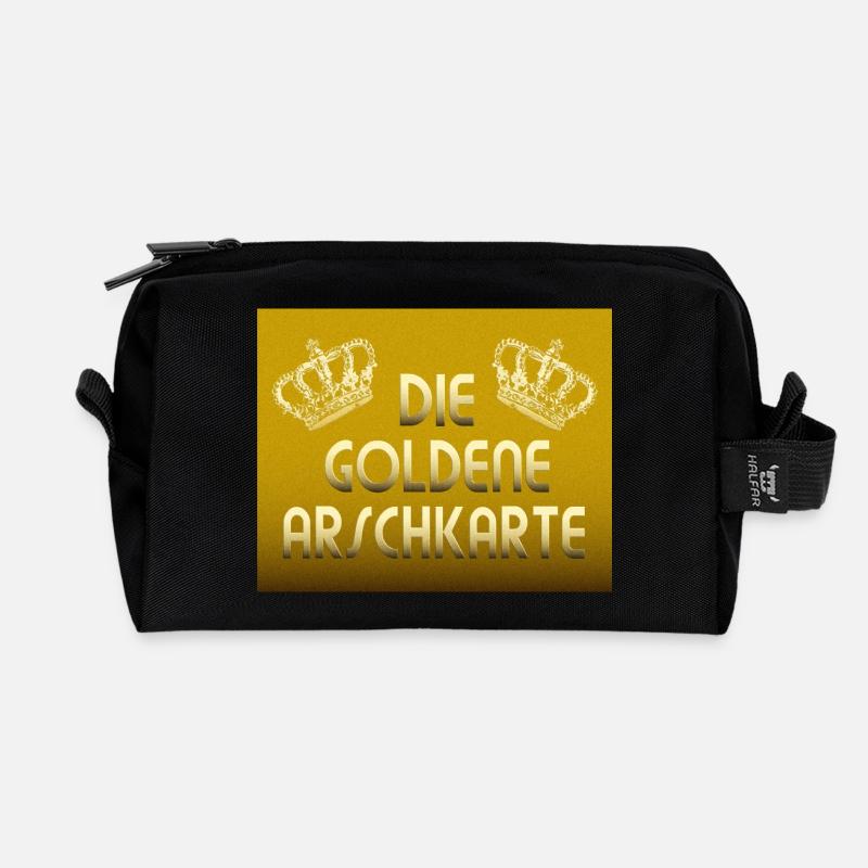 Die Goldene Arschkarte - Recycelte Kulturtasche - Schwarz