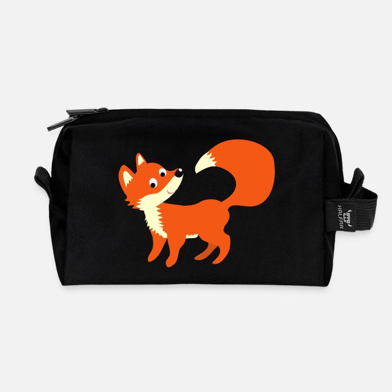 Fox - schlauer Fuchs zur Einschulung - Recycelte Kulturtasche - Schwarz