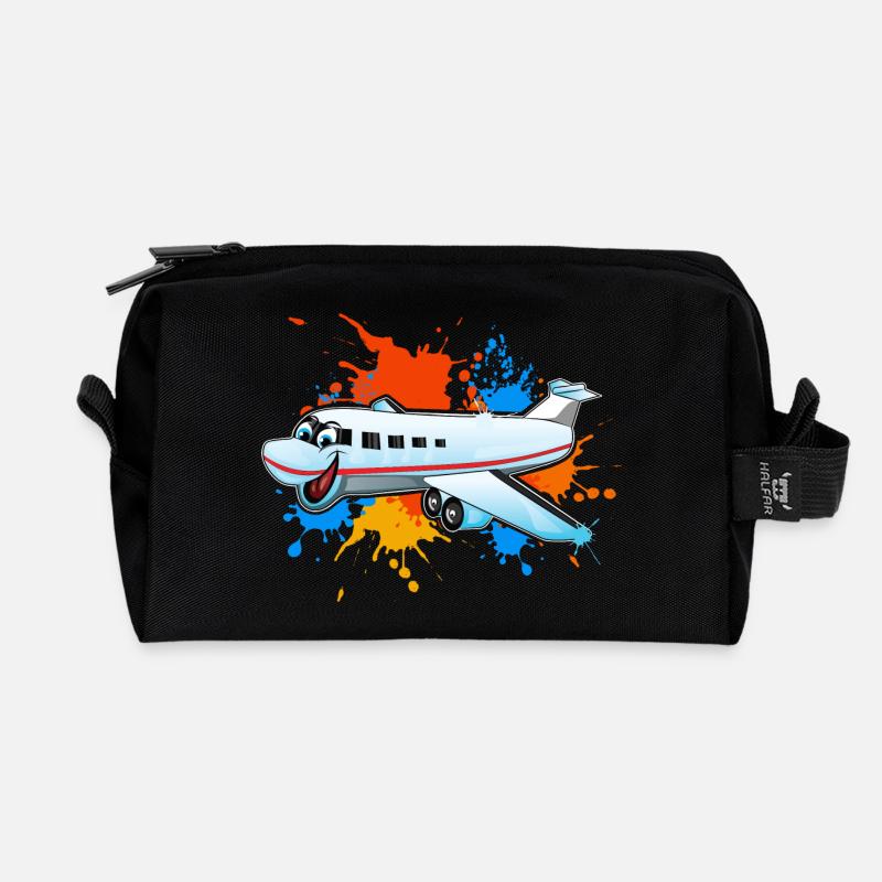 Flugzeug - Recycelte Kulturtasche - Schwarz