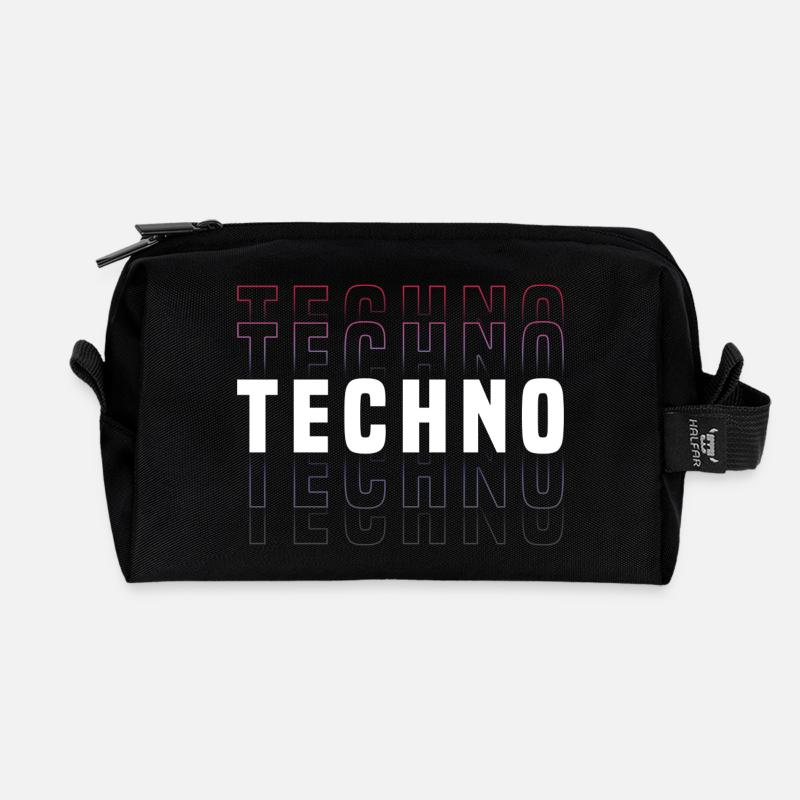 Futuristisches Techno-Design mit Neonfarben - Recycelte Kulturtasche - Schwarz