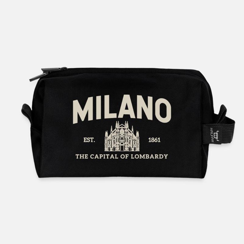 Milano Emblem Vintage Stadtmotiv - Recycelte Kulturtasche - Schwarz