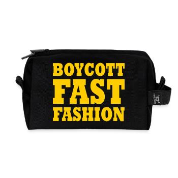Boycott fast fashion - Recycled Toiletry Zip Bag - black - Front