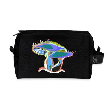 Colorful mushroom dream - Recycled Toiletry Zip Bag - black - Front