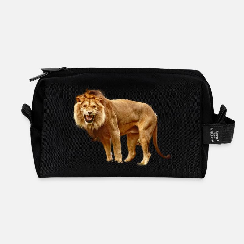 Löwe - Recycelte Kulturtasche - Schwarz