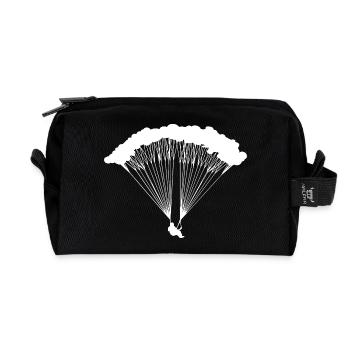 Silhouette Parachutiste - Pour les amateurs d’aventure - Trousse de toilette en tissu recyclé - noir - Devant