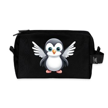 Süßer Pinguin Engel - Recycelte Kulturtasche - Schwarz - Vorne