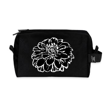 Blume schwarz Blumen schwarz Blüte graphic florals - Recycelte Kulturtasche - Schwarz - Vorne