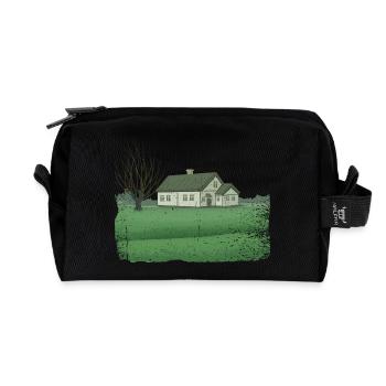 Haus mit kahlem Baum dirty effect - Recycelte Kulturtasche - Schwarz - Vorne