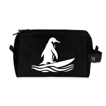 Pingouin, Surfeur, Silhouette, Surf, Surf - Trousse de toilette en tissu recyclé - noir - Devant