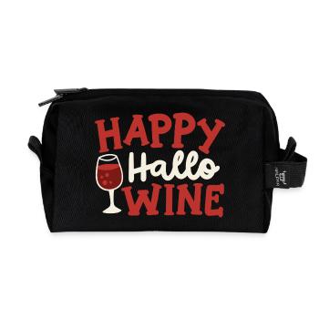 Fröhliches Halloween Wein trinken - Recycelte Kulturtasche - Schwarz - Vorne