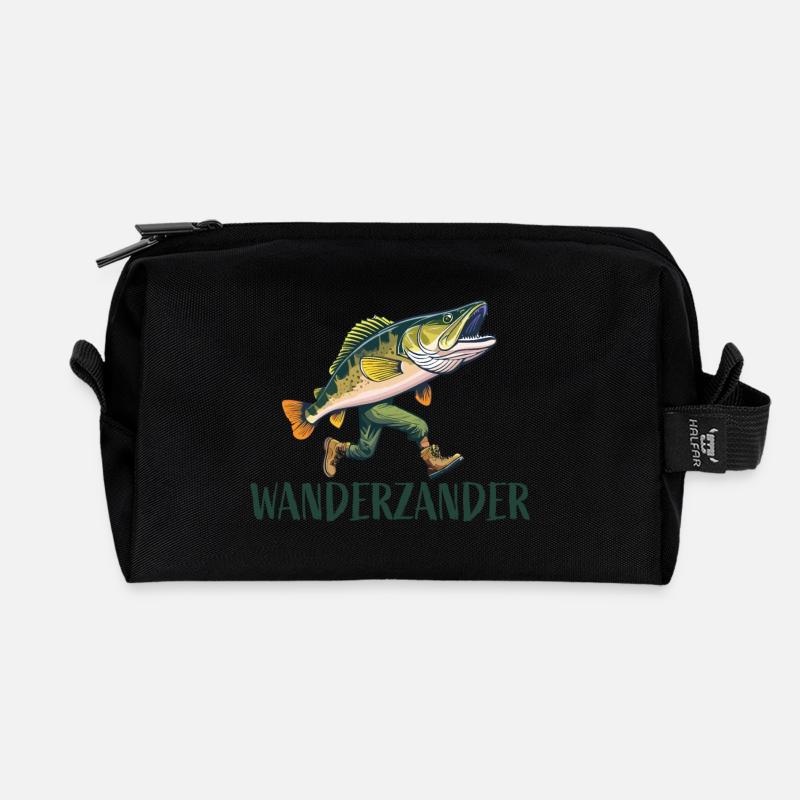 Drôle de poisson sandre errant - Trousse de toilette en tissu recyclé - noir