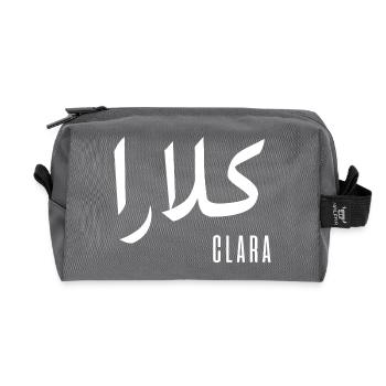Clara prénom en arabe - Trousse de toilette en tissu recyclé - anthracite - Devant
